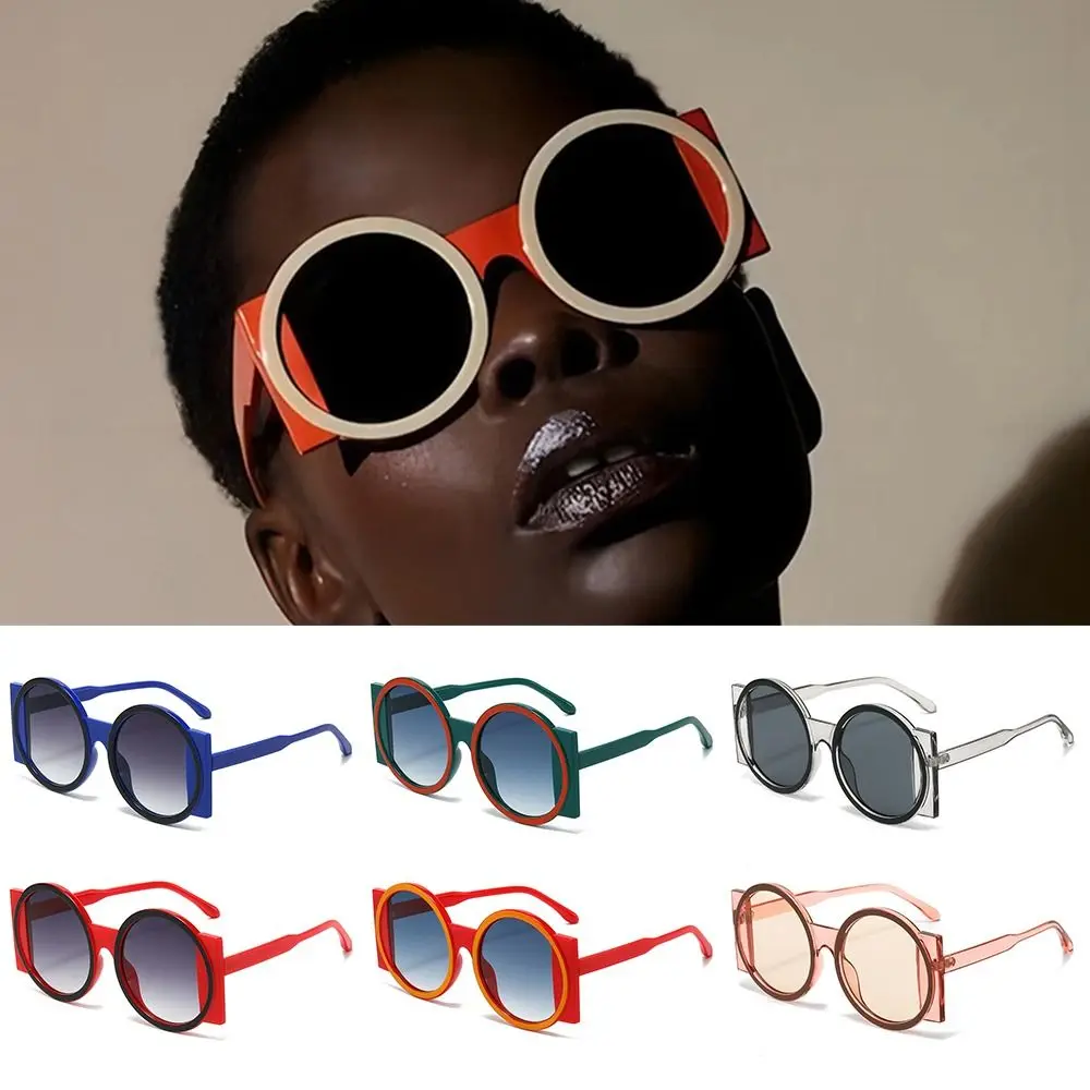 

Модные большие круглые солнцезащитные очки для женщин, контрастные цветные оттенки UV400, уникальные мужские трендовые солнцезащитные очки с градиентом в стиле ретро