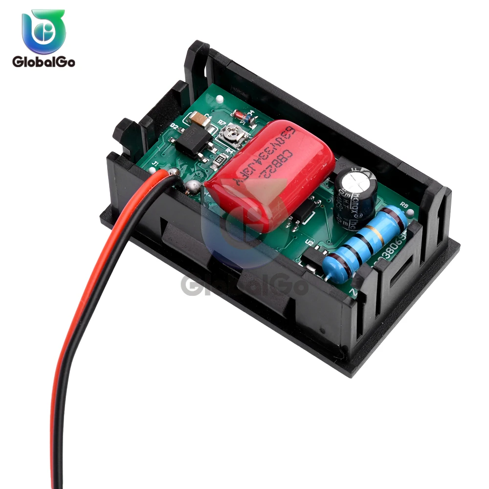 AC 70-500V 0.56 "أدى الفولتميتر الرقمي الجهد متر أداة أداة فولت 2 سلك أحمر أخضر أزرق عرض 110 فولت 220 فولت ديي 0.56 بوصة