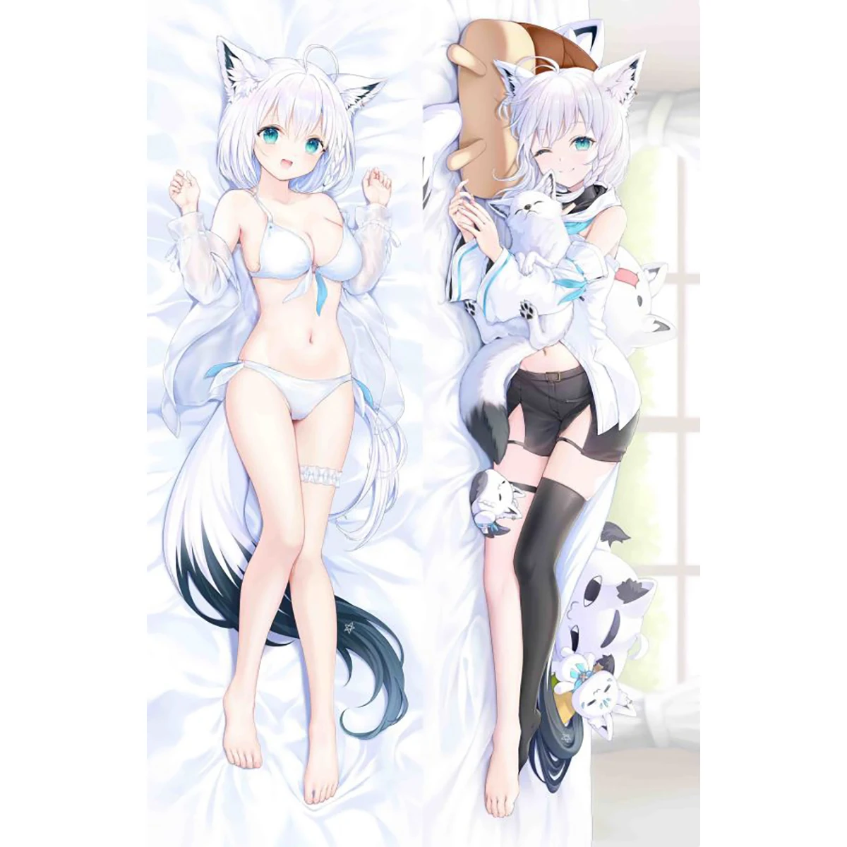 

Dakimakura Anime Vtuber Shirakami Fubuki Double-sided Print Life-size Body Pillows Cover Adult Pillowcase