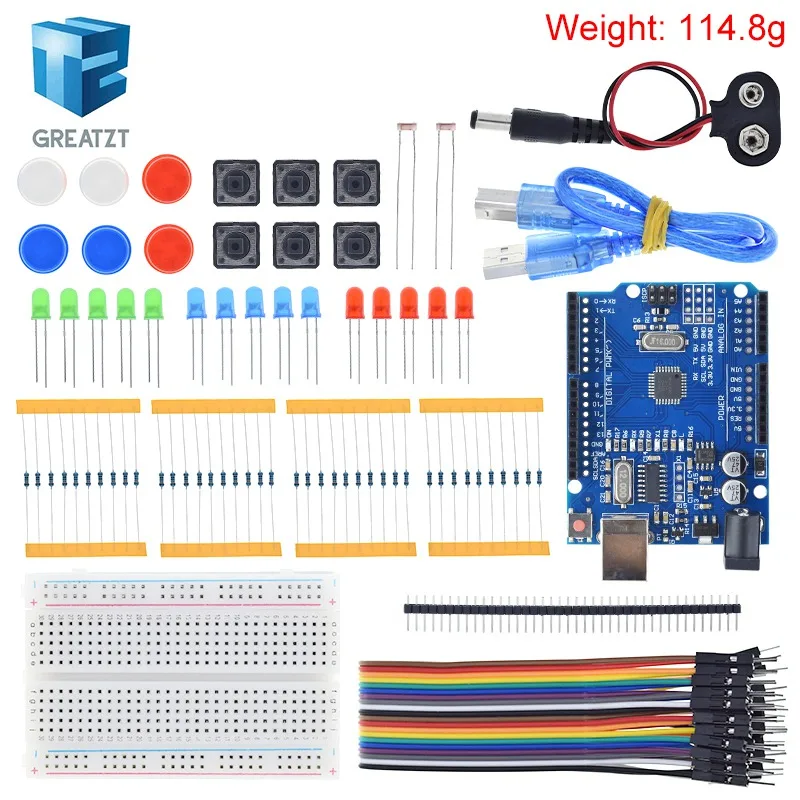 GREATZT Starter Kit For UNOR3 Mini Breadboard LED Jumper Wire Button For Arduino Diy Kit School Education Lab