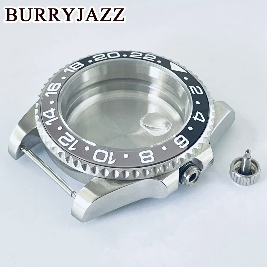 Burryjazz 40มม. GMT เคส NH35 NH36 NH38 NH34 NH70 NH72 ETA2824 PT5000เคสแซฟไฟร์ฝาดอกสว่านหัวเพชร