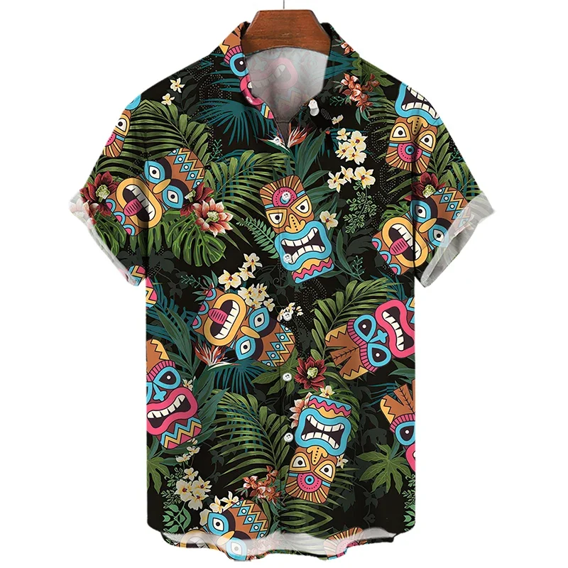 

2023 Men's Shirts Streetwear Beach Male Shirt Short Sleeve Eu Size Cotton Skull 3d Hawaiian Shirt Man Oversized Summer Casual 5X