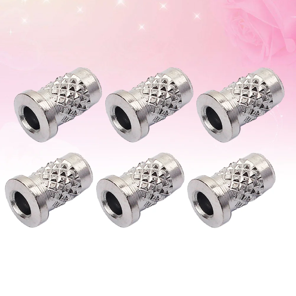 6pcs External Thread Guitar String Caps Mounting Buckle Through Body Ferrules Bushing Parts Guitar Accessories GE26 Silver