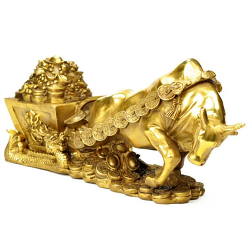 ornaments, pulling cart crafts, brass cow from the twelve zodiac signs