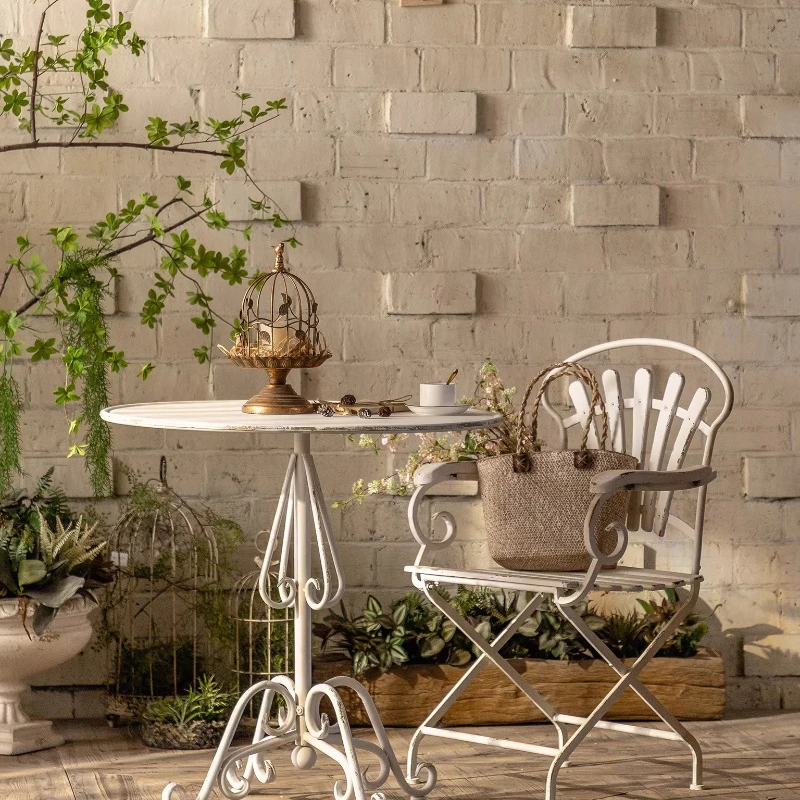 

French table and chair combination Outdoor patio round table