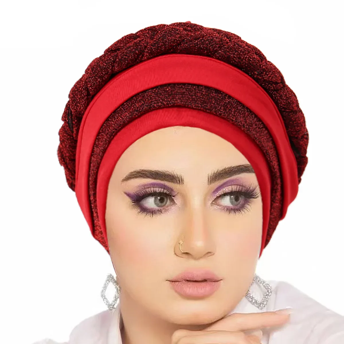 Indische Volle Abdeckung Muslimischen Turban Hijab Mit Geflecht Pull Auf Islamischen Schal Headwrap Innere Hüte Stirnband Motorhaube Headcover Mujer