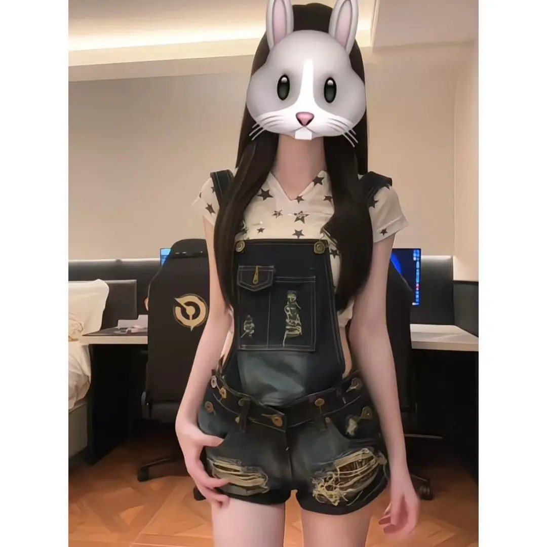 

Women's Denim Rompers Playsuits Women Clothes Overalls For Womenssuits Clothing Female Work Fitness Short Elegant Black Y2K