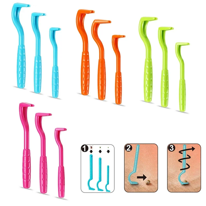 3 pz/set Pet Tick Remover Hook plastica Flea Pull pinzette rimozione Tick Gadget accessori per la pulizia per cani gatti umani