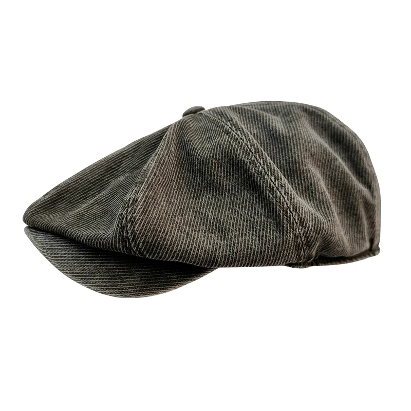 Men\'s Octagonal Hat Washed Vintage Newsboy Cap