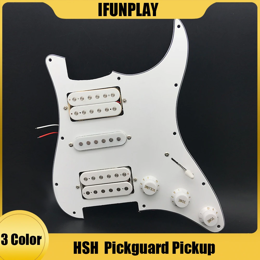 3-ply HSH Loaded Prewired Electric Guitar Pickguard Pickup for FD ST Style Electric Guitar White Guitar Parts