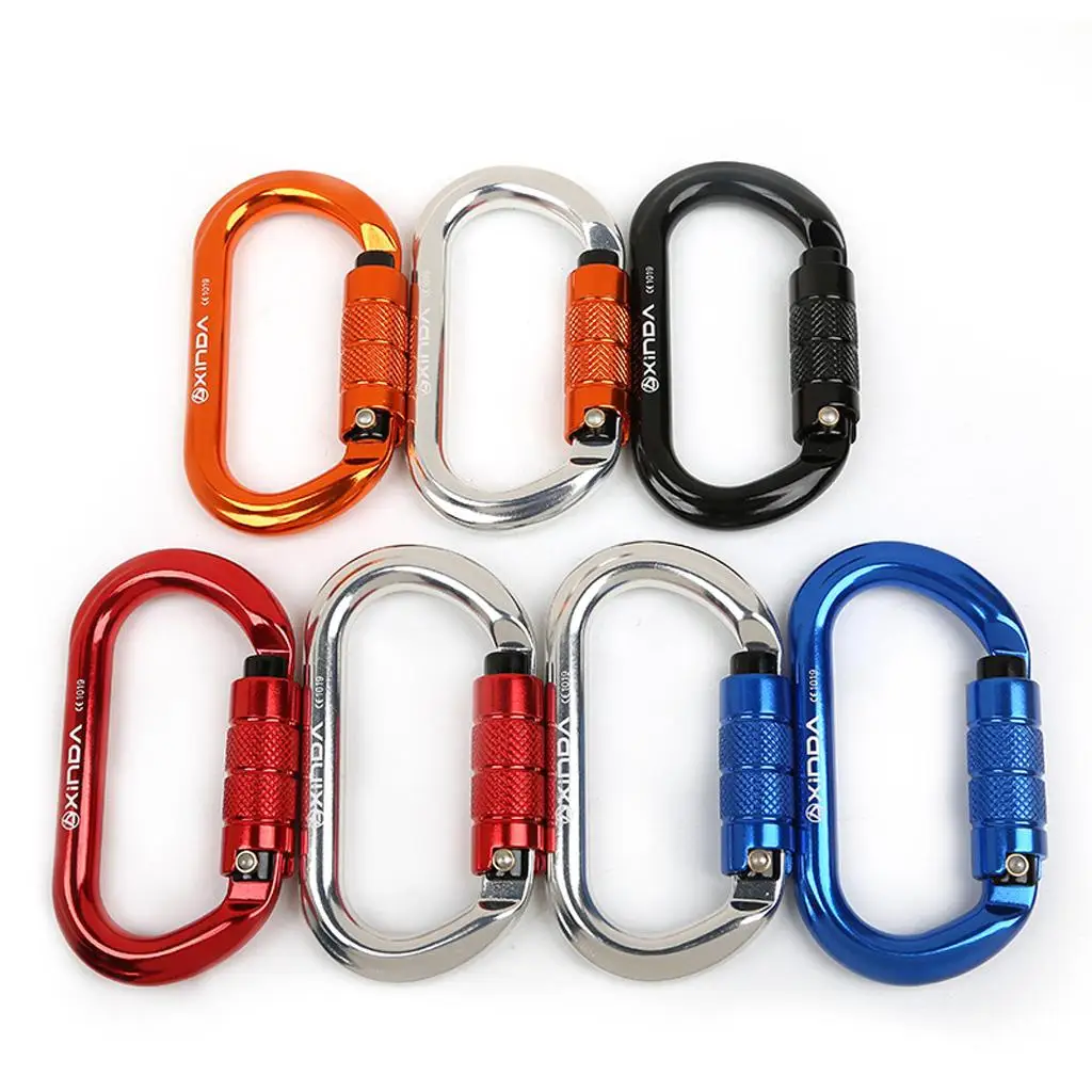 Mosquetão Oval de Escalada 25KN com Trava Automática em Alumínio para Rapel e Camping ao Ar Livre