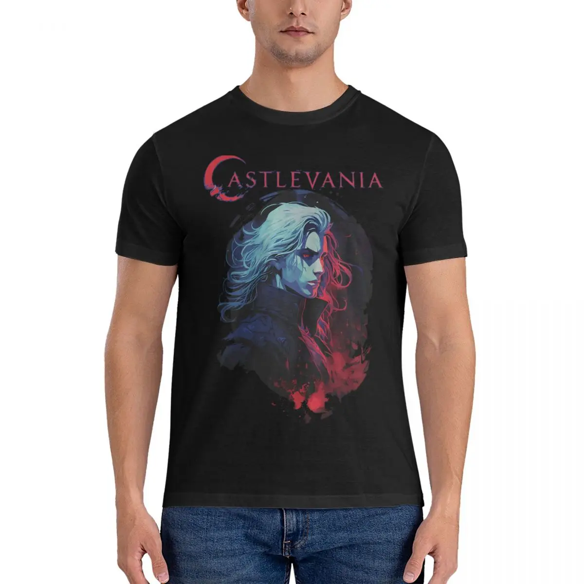 Vintage Alucard Stylish T-Shirt for Men Round Neck 100% Cotton T Shirts Castlevania Short Sleeve Tees 4XL 5XL Clothing