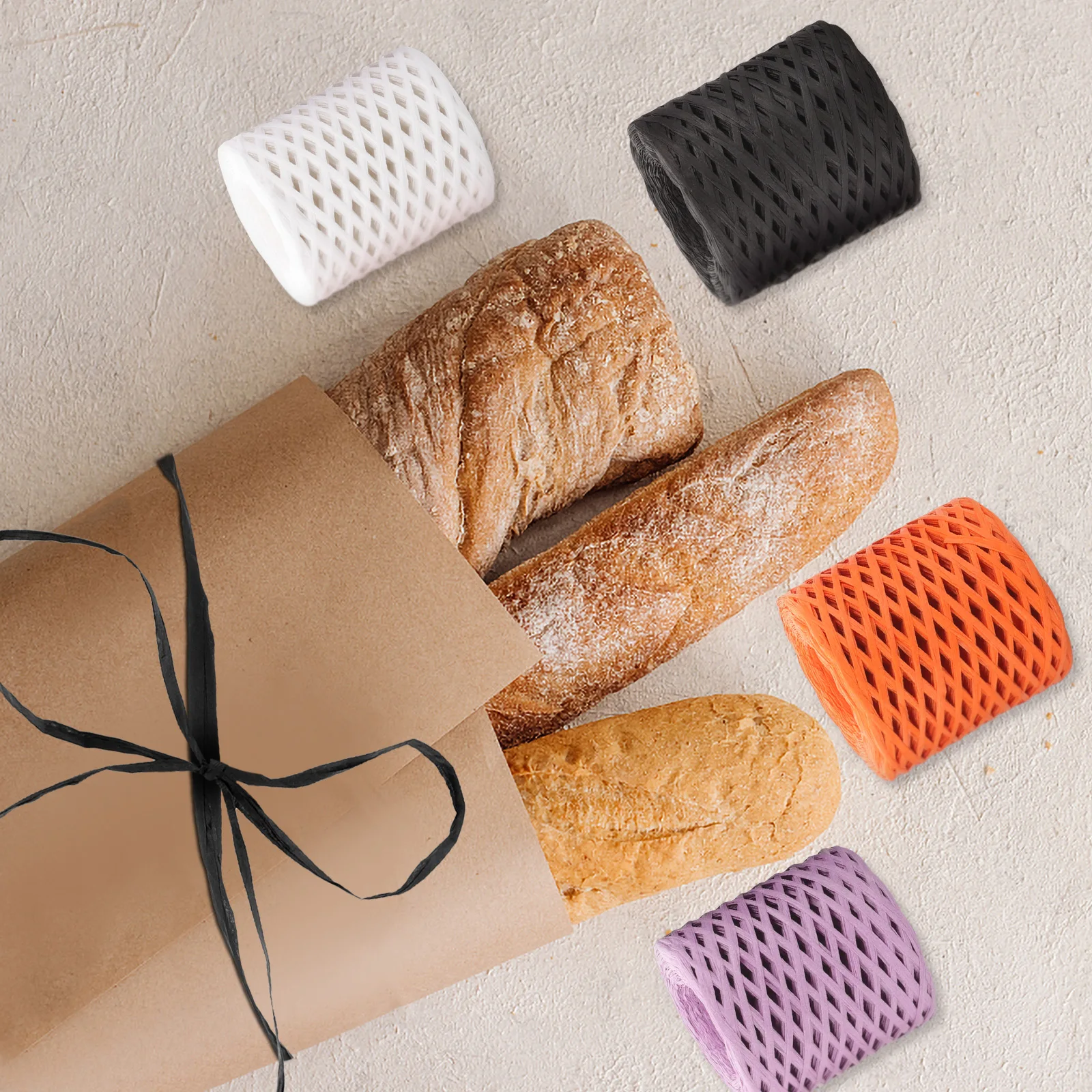 

4 Rolls 200m Paper Gift Wrapping Ribbons Purple Black White Craft Strings Decor Ropes Packing Supplies Bow Making