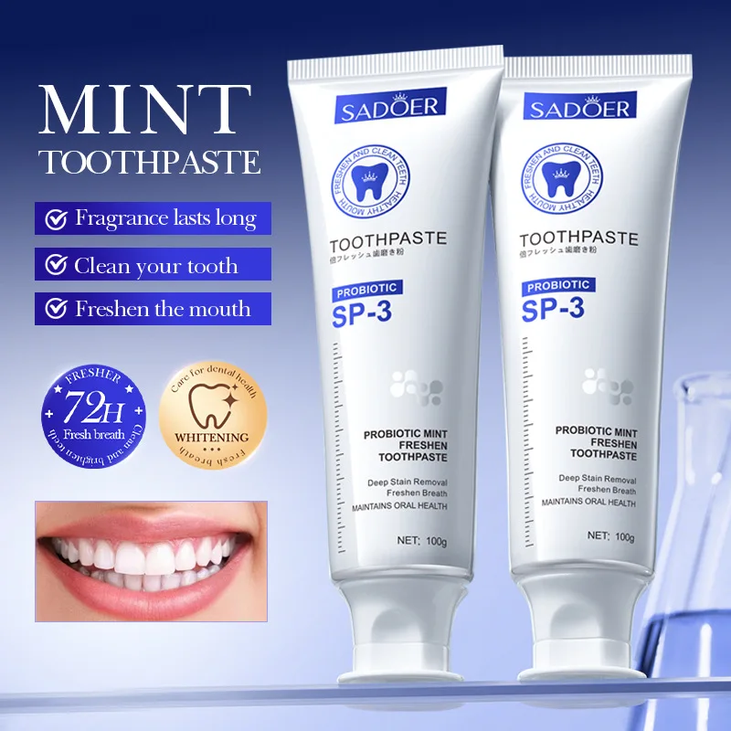 

SADOER Пробиотическая мята, свежая зубная паста, предотвращает кариес зубов, осветление, очищение пятен на зубах, нежная текстура