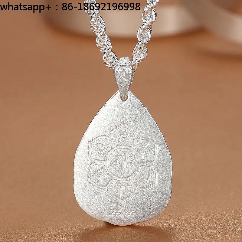 Silver Pendant 999 Sterling Silver Men's and Women's Water Drops Dahi Rulai Thousand Hands Guanyin Silver Necklace