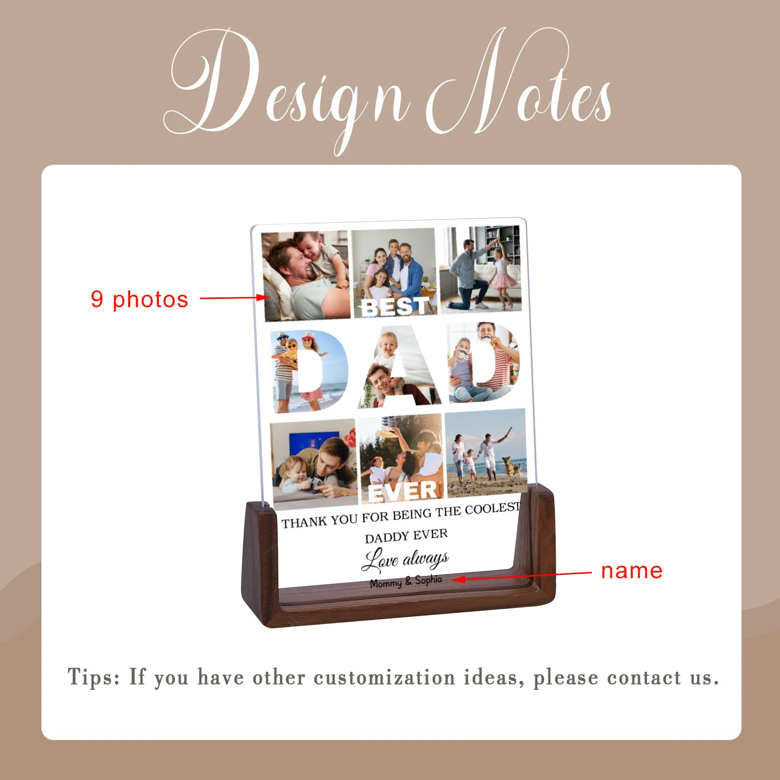 Personalized Dad Photo Collage Gift Picture Frame Custom Father's Day Gift for Papa Grandfather Home Decor Desktop Photo Frames