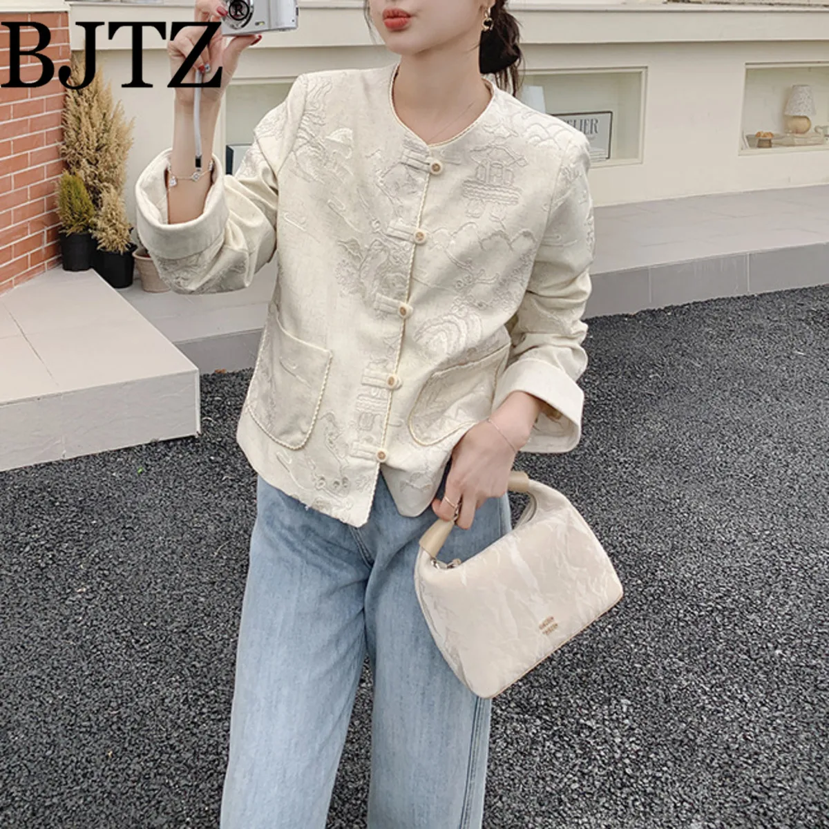 

BJTZ 2026 Spring Autumn Women's Luxury Embroidered Brocade Jacket - Elegant Short Coat Chic Designer Outerwear