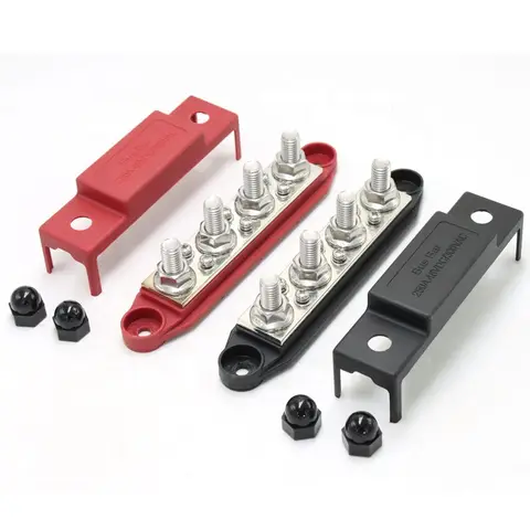 250A 자동차 터미널 블록 스터드 커넥터 3.5MM 구리 니켈 버스바 (4XM10 포스트 6XM4 나사 포함) 48V 버스 터미널 바용
