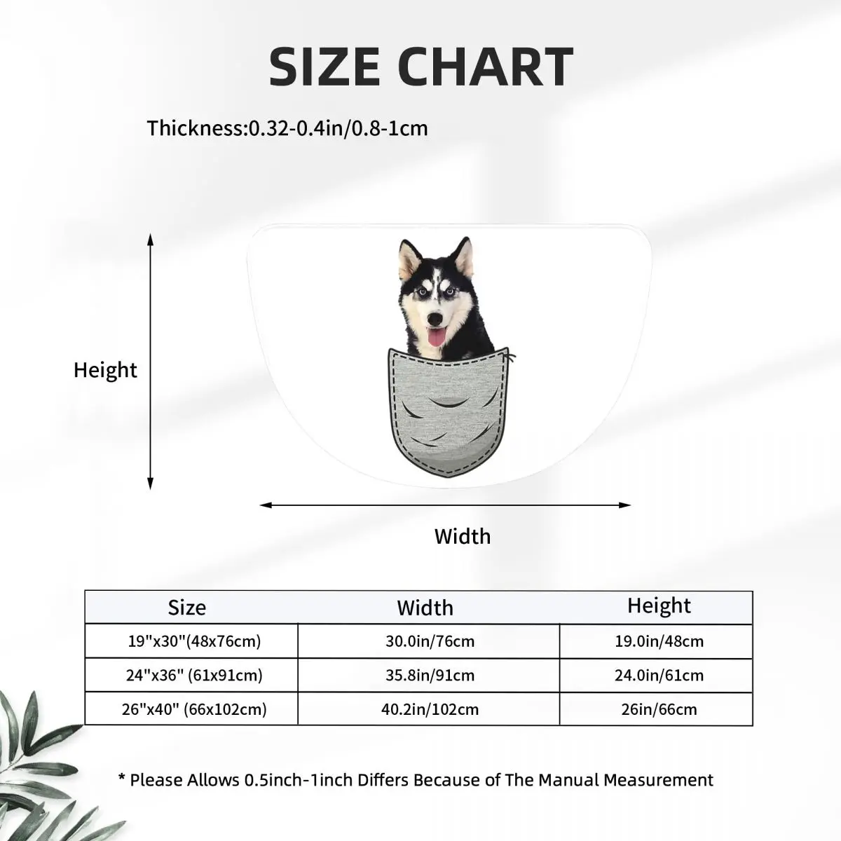 Pocket Siberian Husky Soft Flannel Half Round Doormat Non Slip Bathroom Mat Absorbent Floor Carpet for Garage