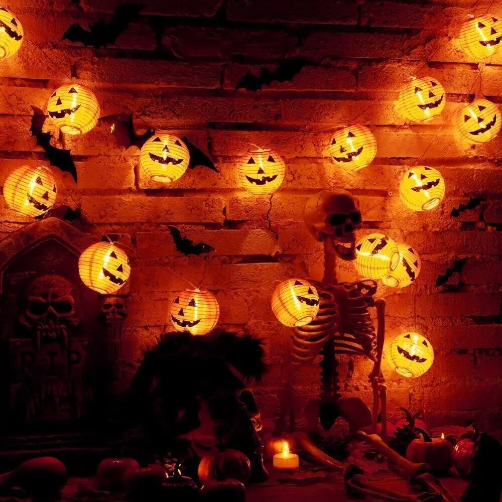 150cm 10LED Halloween LED String Lights Portable Pumpkin Ghost Skeletons Lights for Home Bar Halloween Party Decor Supplies 2024