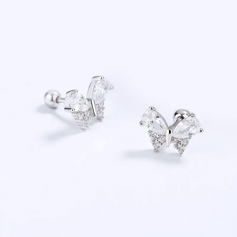 Trustdavis real 925 prata esterlina brinco inseto borboleta brilhante cz parafuso brincos para filha meninas jóias finas da3167