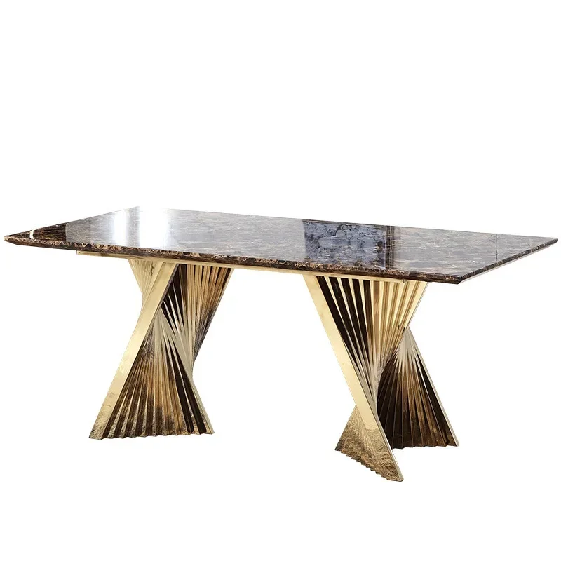 Postmodern light luxury dining table and chair combination household small apartment rectangular marble