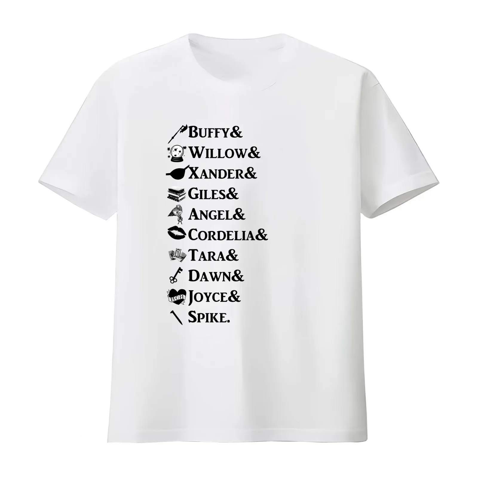 Buffy Names T-Shirt Summer Casual Cotton Tee Oversized Streetwear Tops Vintage Graphic Print Loose Fit Short Sleeve