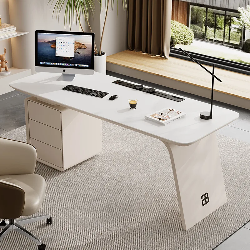 Nordic Cream Style Slate Office Desk Modern Luxury High-grade Computer Desk Medical Aesthetic Consulting Office Furniture FYOD