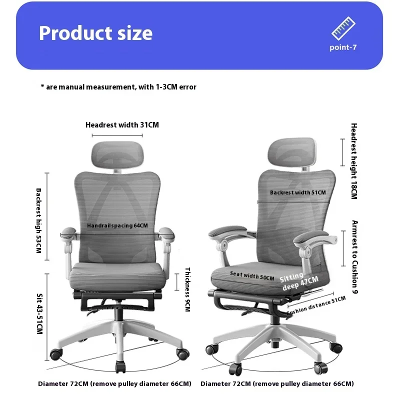 

Ergonomic Chair Lumbar Support 360 ° Rotation Chairs Seat Depth Adjustment 3D Headrest Chaise Ergonomique Office Furniture
