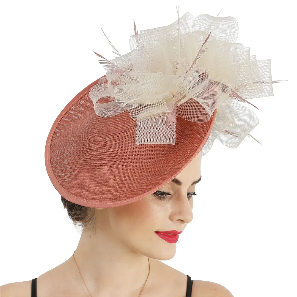 Moda nowa siateczkowa kwiat Fascinator kapelusz spinka do włosów eleganckie kobiety fantazyjne pokaż imprezowa, koktajlowa siatki akcesoria do włosów kapelusz ślubny spinka do włosów