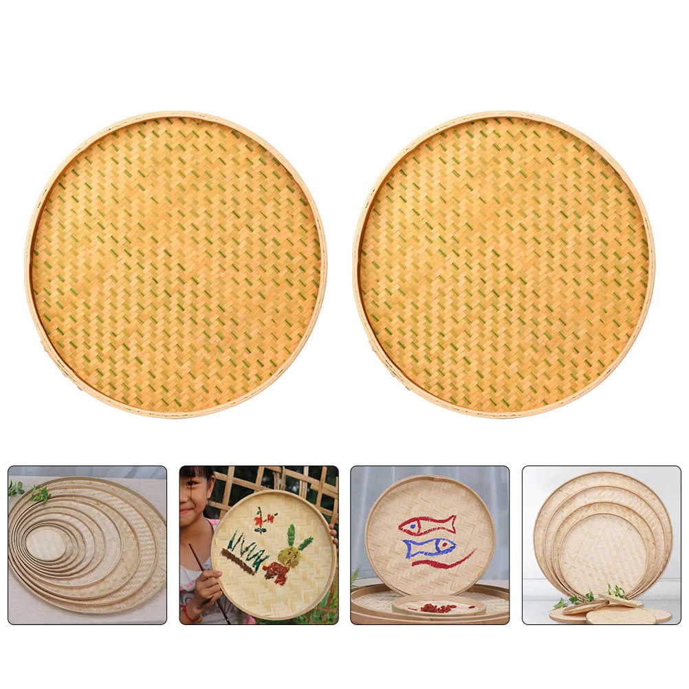 

3Pcs Bamboo Weaving Dustpans Fine Workmanship DIY Painting Decor Decorative Dustpans Bamboo Weaving Dustpan Ornament