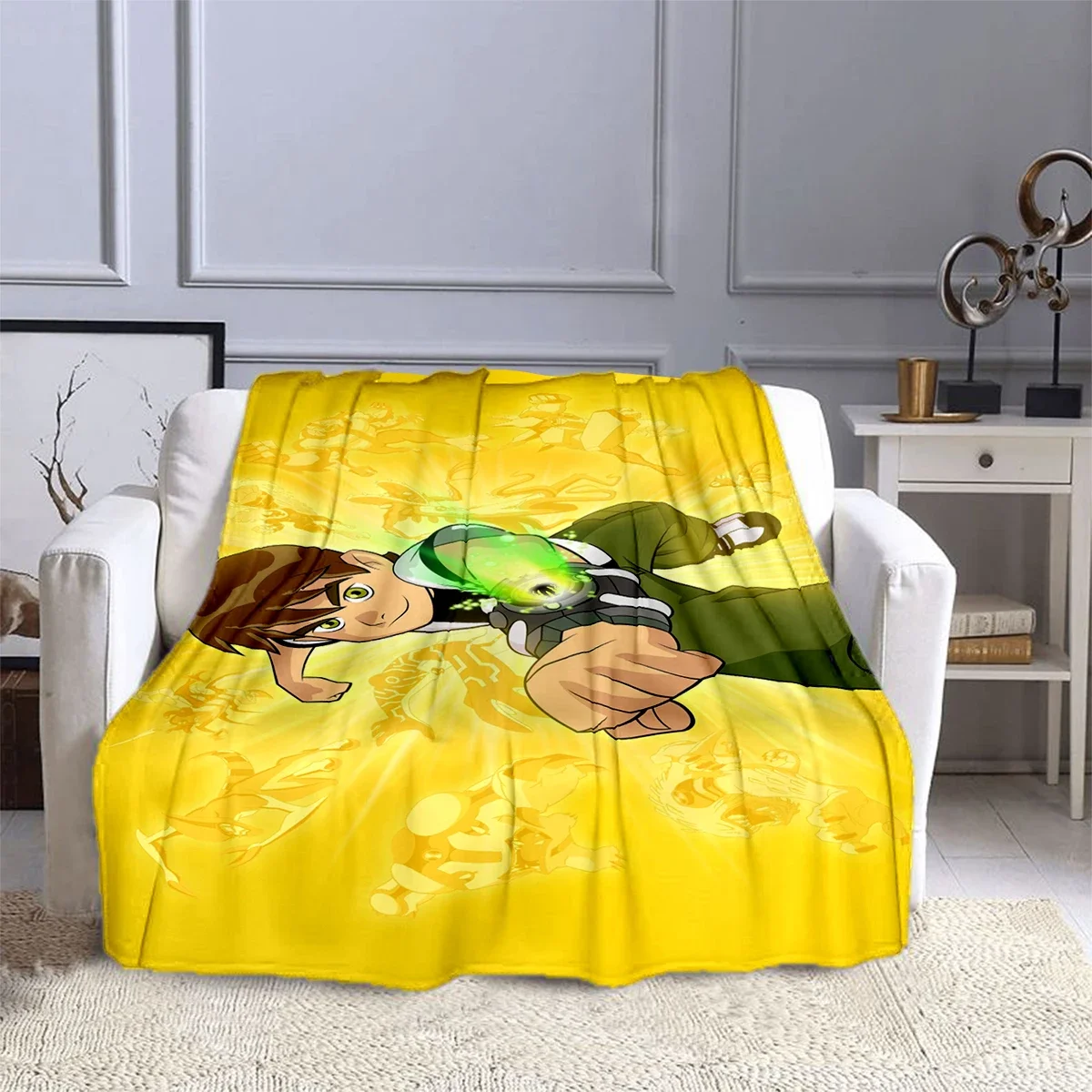 3D Print Cartoon Blanket B-Ben Alien with Warm Throw Blanket for Bed Bedroom Sofa Travel Picnic Blanket Girl Gift Home Textiles