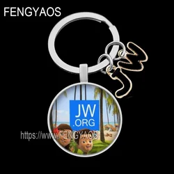 New JW.ORG Keychain House Glass Convex Charm Pendant Father and Son Gift Christian Gifts Jewelry
