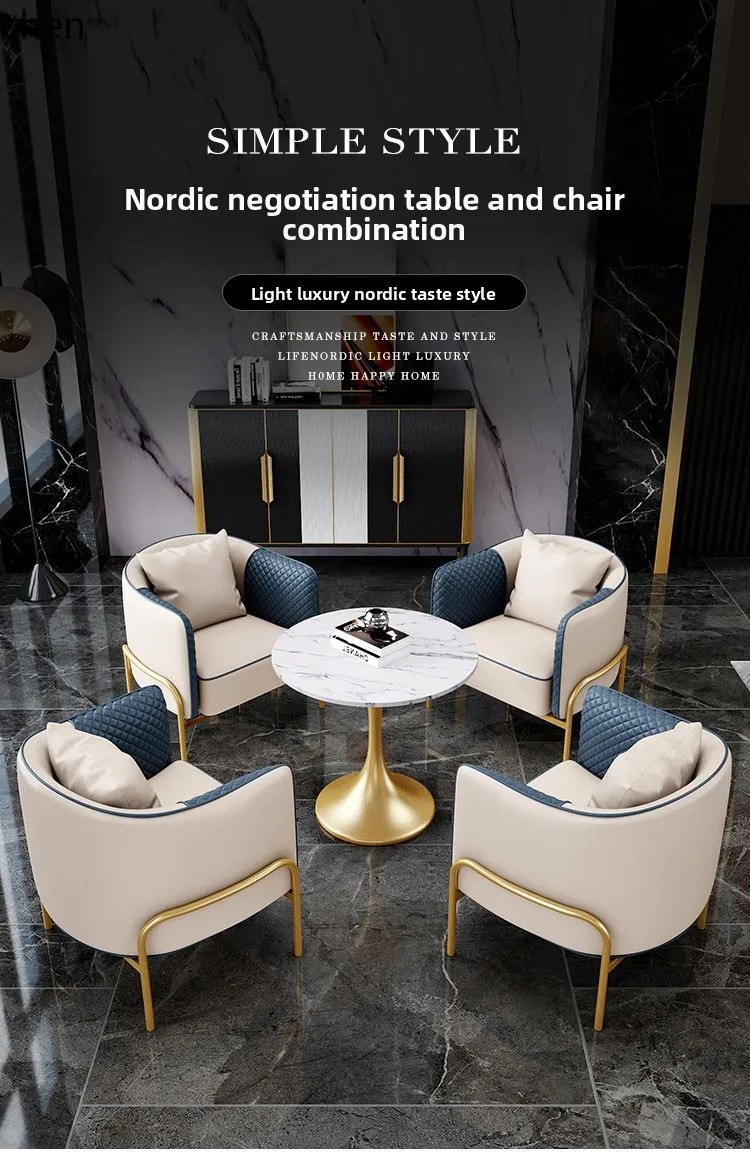 sales office negotiates the combination of tables and chairs, reception office sofa, small round table,