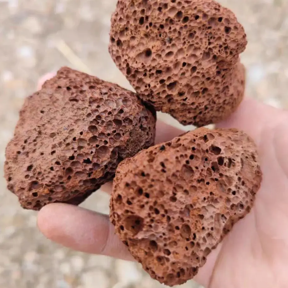 Natural Red Porous Volcanic Rock Raw Stone Decoration Planter For Fish Tank Aquarium Aromatherapy Accessories Essential Oil