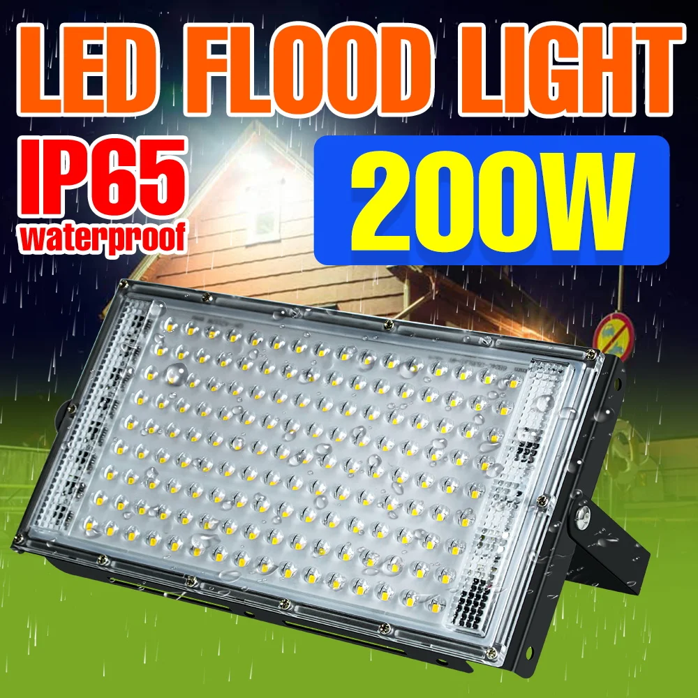 200W LED Flood Light AC220V Reflector Spotlight Waterproof IP65 Street Lamp Outdoor Garden Cold/Warm White Lighting 25W 50W 100W