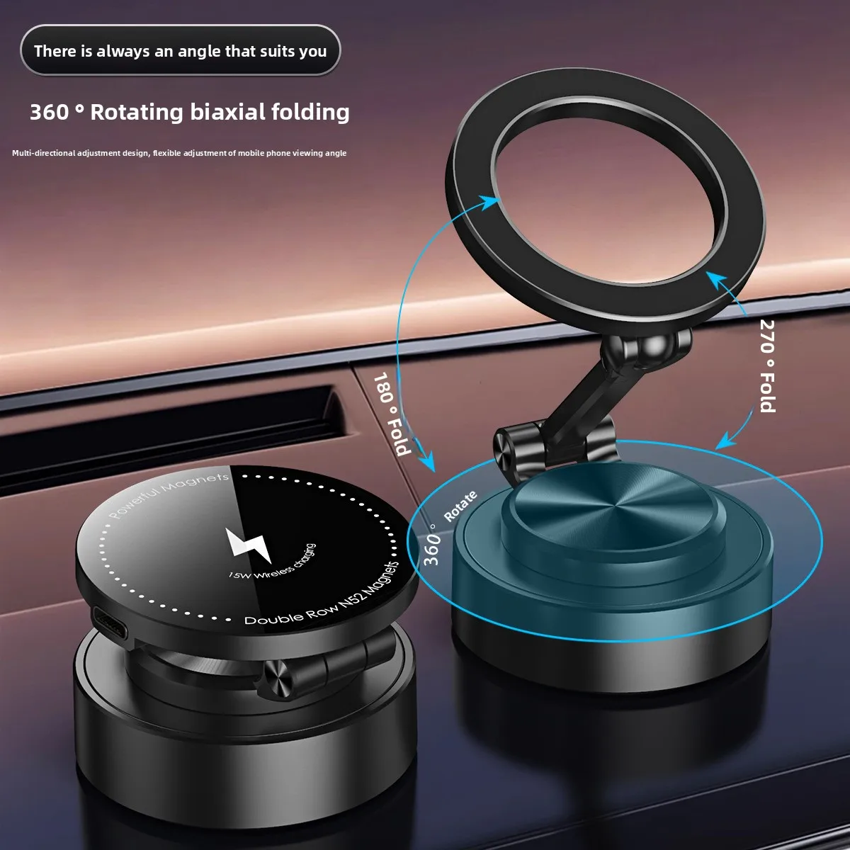 

Car Magnetic Vacuum Adsorption Bracket with Wireless Charger 360 degree Rotating Navigation Mobile Phone Holder Car Phone Stand