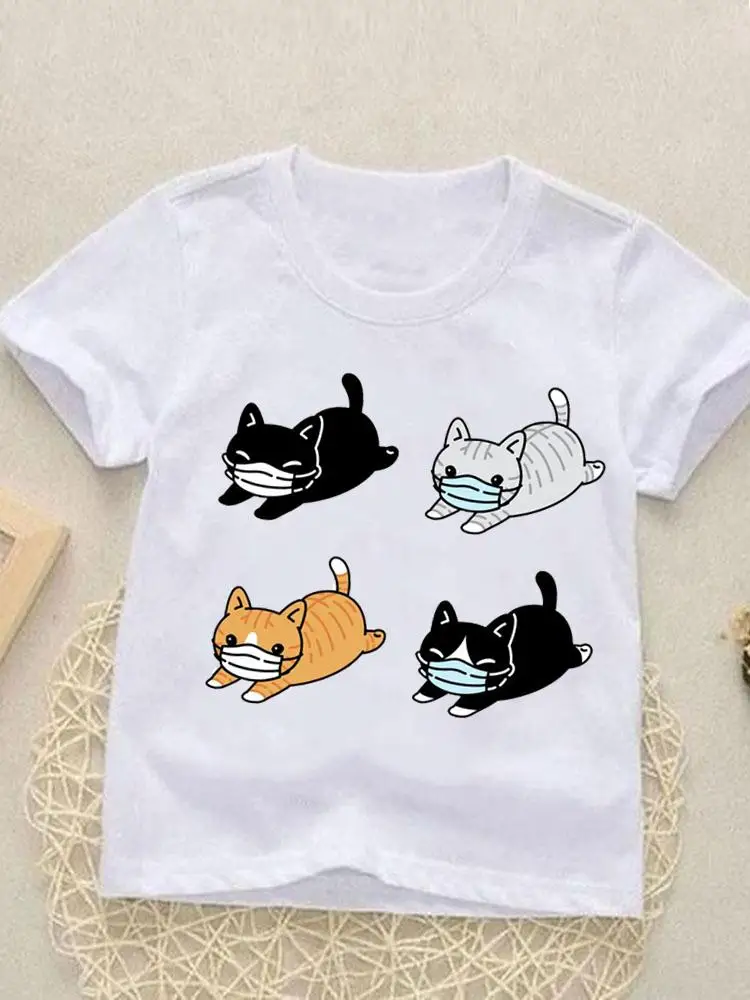 

Short Sleeve Fashion Cat Watercolor Printed Kids Tees Tops O-neck Girls Boys Children Clothes Summer Cartoon Outfits T-shirts