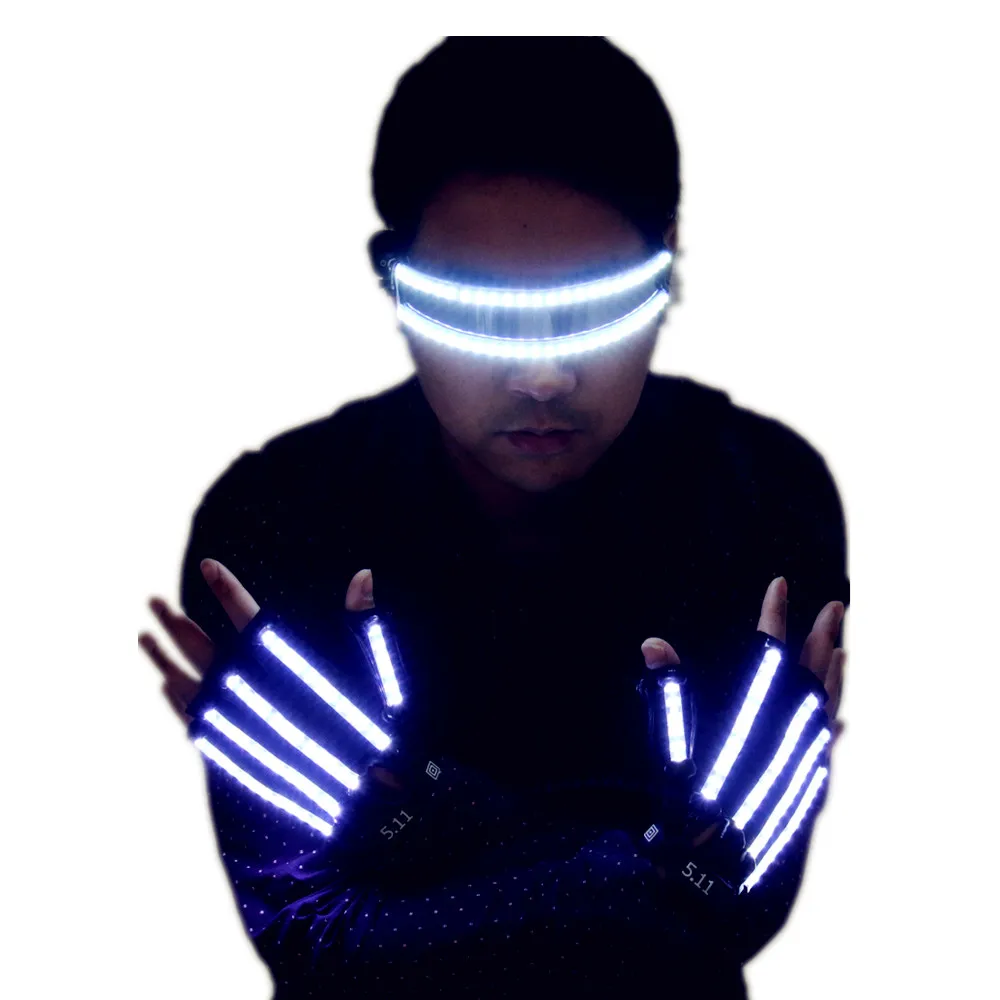 Bright LED Stage Costumes LED Gloves Luminous LED Glasses  Laser Stage Props LED Iuminous Costumes