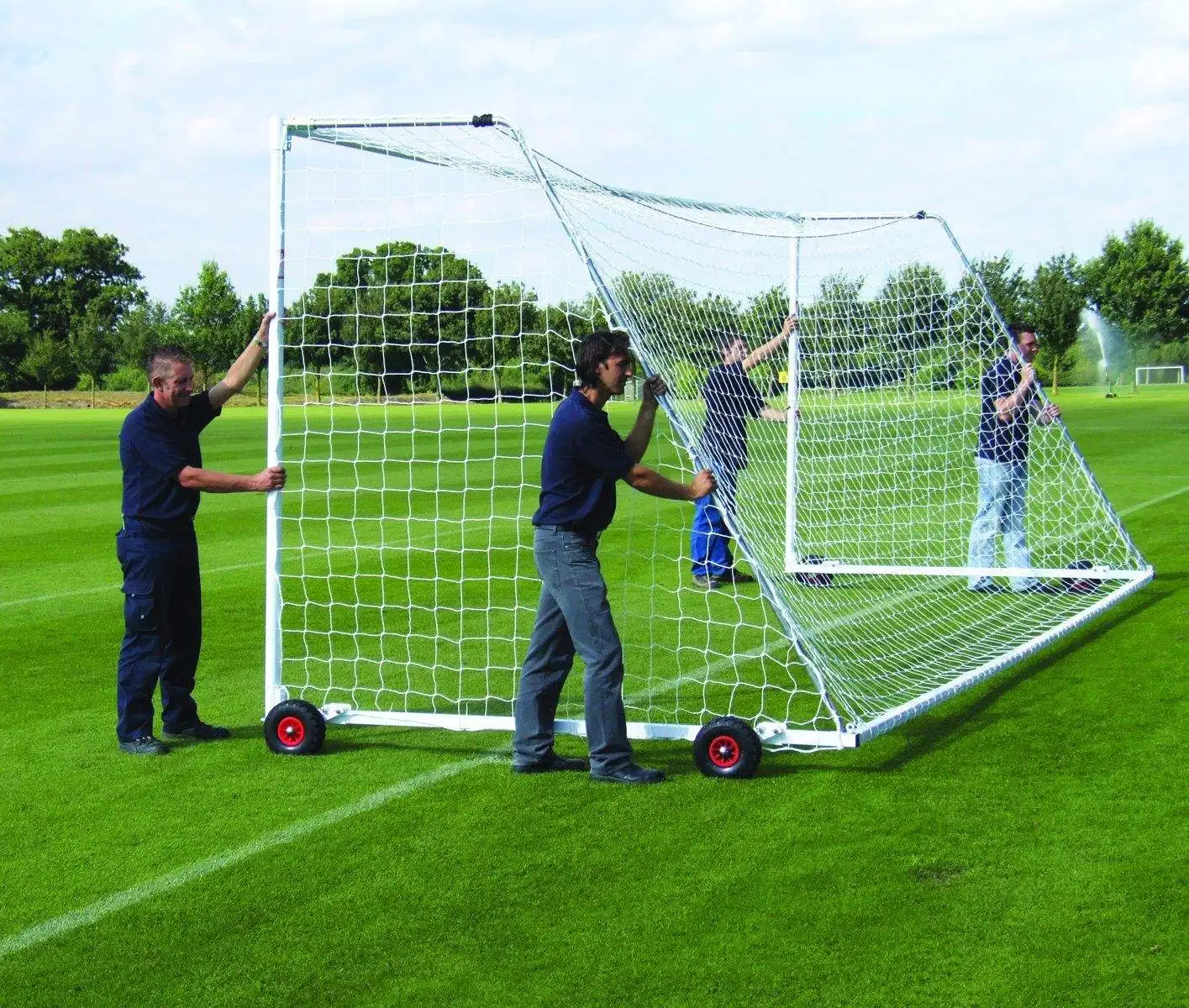 Postes portátiles de aluminio para portería de fútbol 7v7 con equipo de cancha de red para aficionados al fútbol