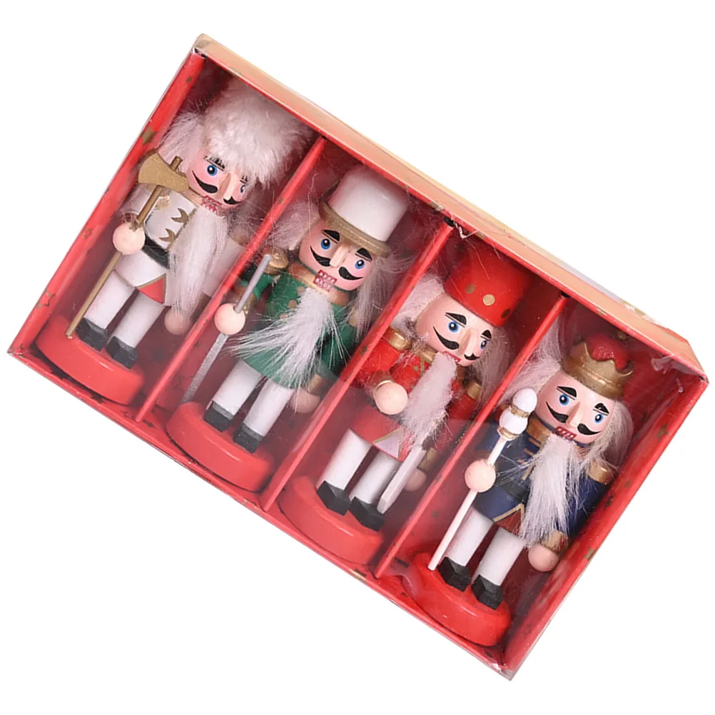 

4 Pcs Nut Wooden Nutcracker Hanging Decoration Christmas Colorful Mini Nutcrackers