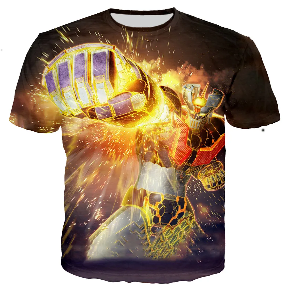 3D Print Japanese Robot T-Shirts Mazinger Z Streetwear Fashion Oversized T Shirt Kids Boys Girls Cartoon Tees Tops Clothing