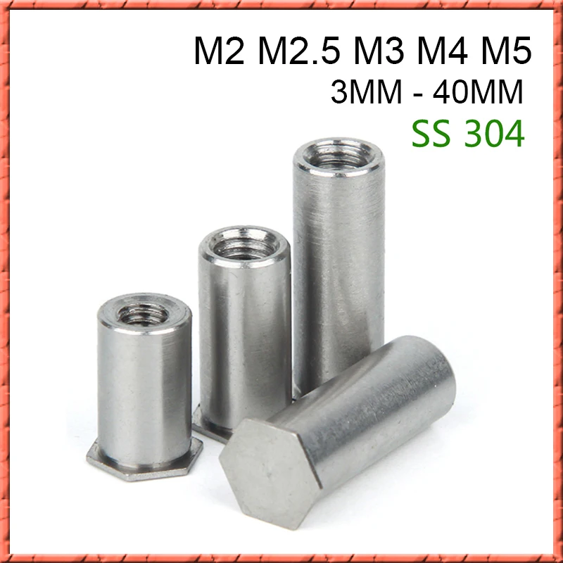 stainless steel M2/M2.5/M3/M4/M5 PEM hexagon head blind hole pressure riveting column pressure riveting stud nut BSOS