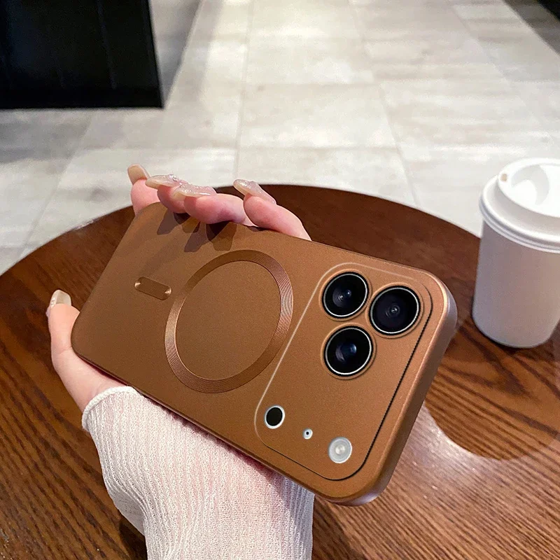 

Мягкий силиконовый чехол с металлической краской для Apple IPhone 17, Air 16, 15, 14, 13, 12, 11 X XS XR Pro Max MagSafe, магнитный чехол