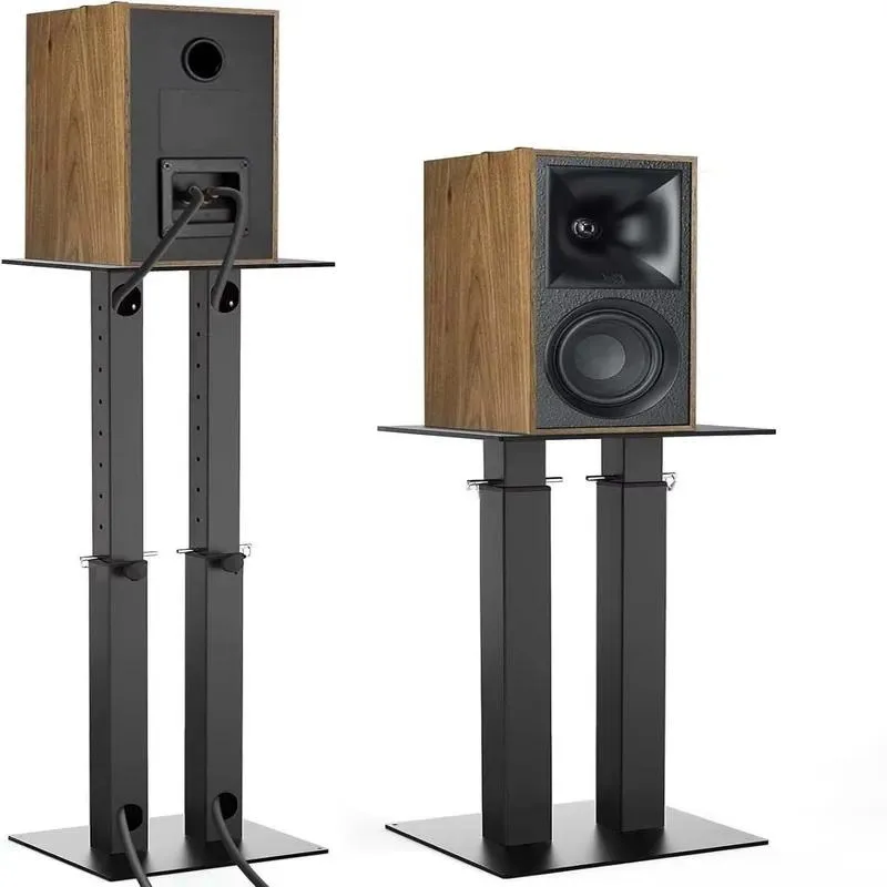 Adjustable Height Heavy Duty Metal Double Tube Bookshelf Floor Stand Desktop Speaker Stand with Painted Surface Treatment