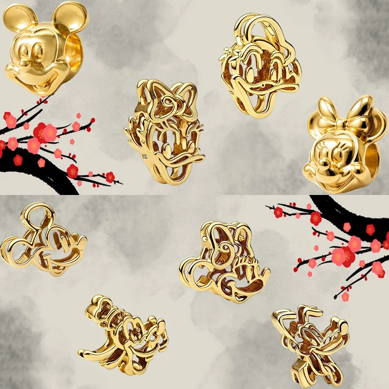 New Bestseller Original Charm Beads,Hollow Out Mickey Mouse Series,Donald Duck Charm Bead,Fit Pendant Bracelet Women JewelryGift