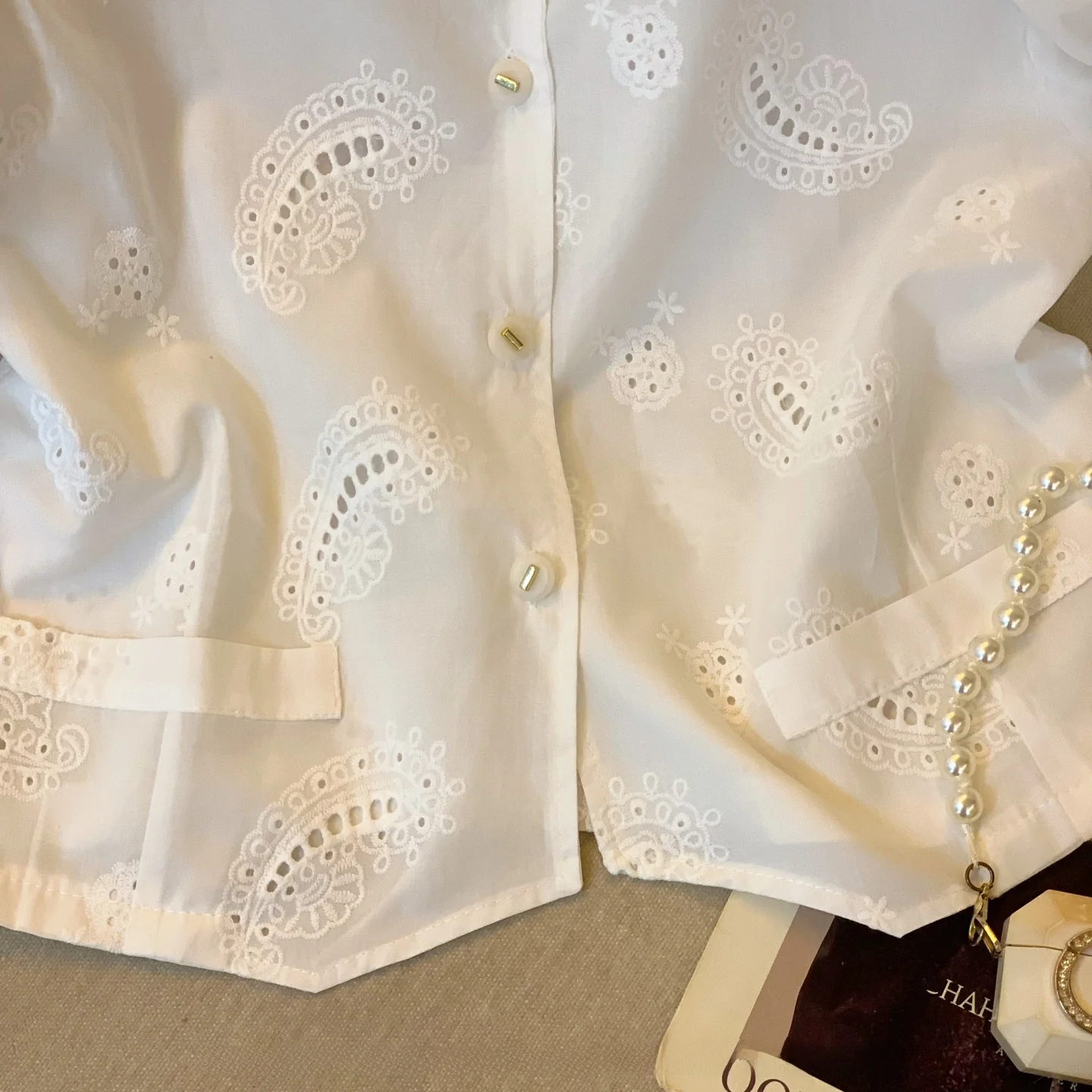 

Белый кружевной полый летний топ с пузырьками све, летний шикарный женский топ Flng Jaet irt, романтический сладкий и пряный топ для девочек