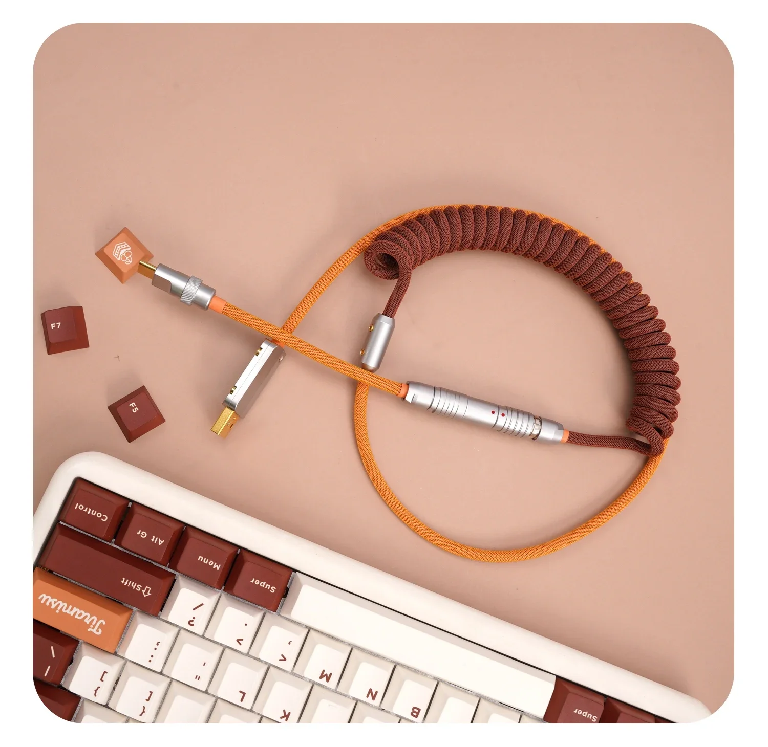 GeekCable Cable de datos de teclado mecánico personalizado hecho a mano para GMK Theme SP Keycap Line Tiramisu