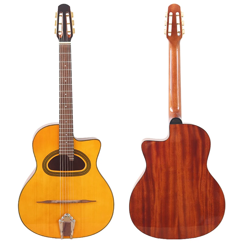 Django Guitar 41 Inch Acoustic Guitar 6 String Gypsy Swing Orange Color Jango Guitar Folk Guitar Spruce Wood Top