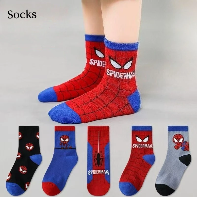 جوارب كرتونية جديدة للأولاد 5 قطع بتصميم سبايدرمان للتنكر جوارب قطنية مزخرفة للأطفال الصغار جوارب أنبوبية للأولاد للخريف والشتاء